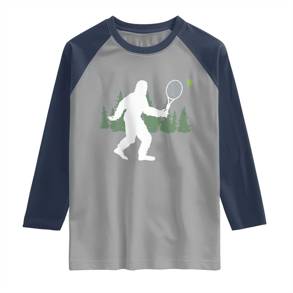 Funny Sasquatch Tennis Player Raglan Shirt Folklore Cryptid Gift - Wonder Print Shop