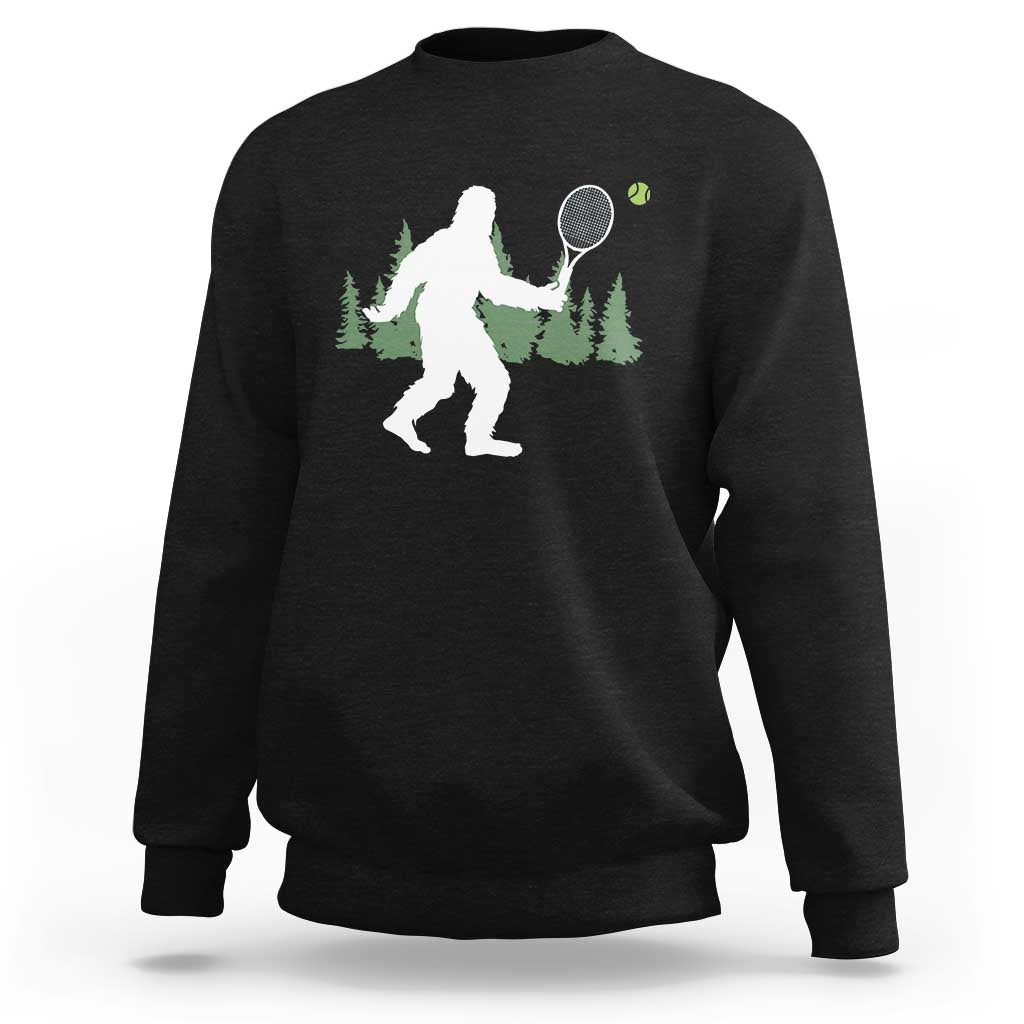 Funny Sasquatch Tennis Player Sweatshirt Folklore Cryptid Gift - Wonder Print Shop