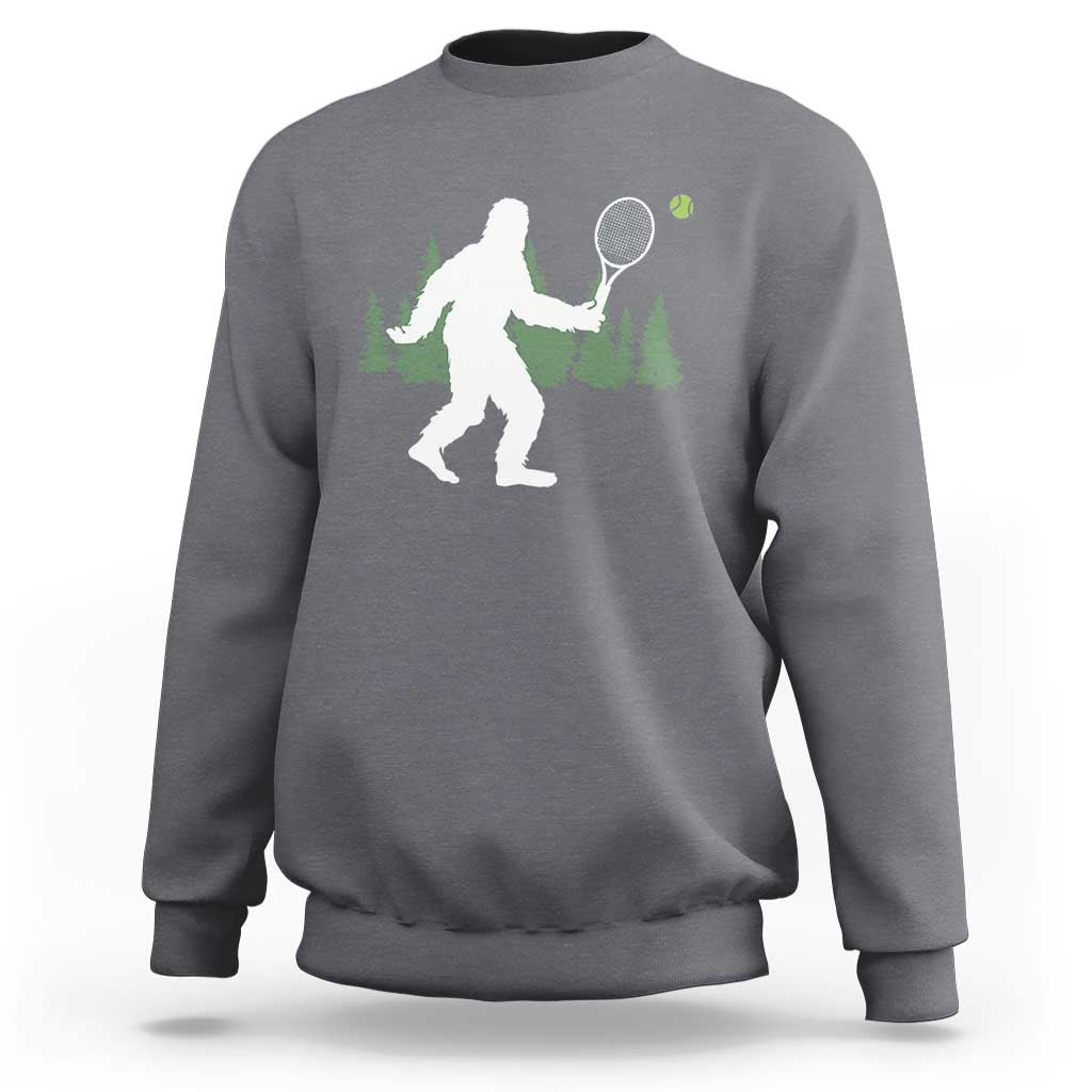 Funny Sasquatch Tennis Player Sweatshirt Folklore Cryptid Gift - Wonder Print Shop