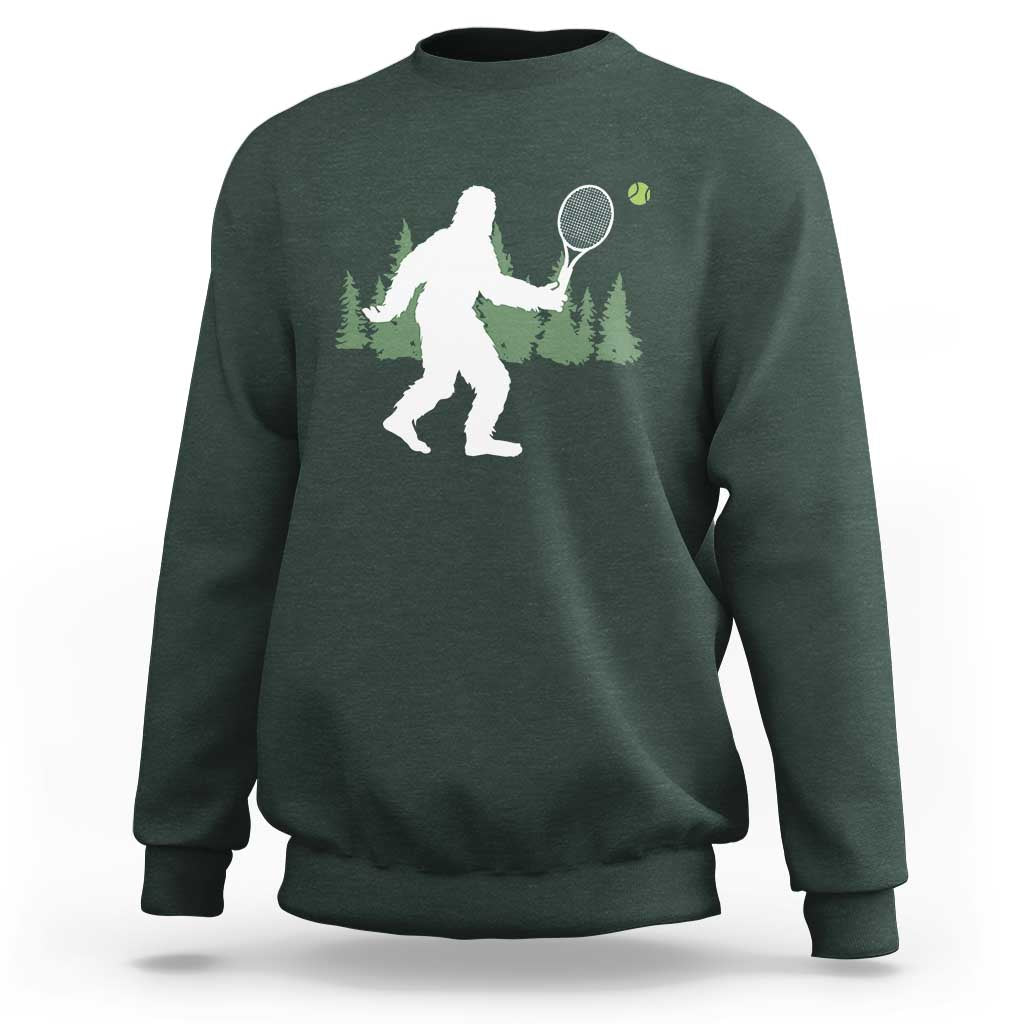 Funny Sasquatch Tennis Player Sweatshirt Folklore Cryptid Gift - Wonder Print Shop
