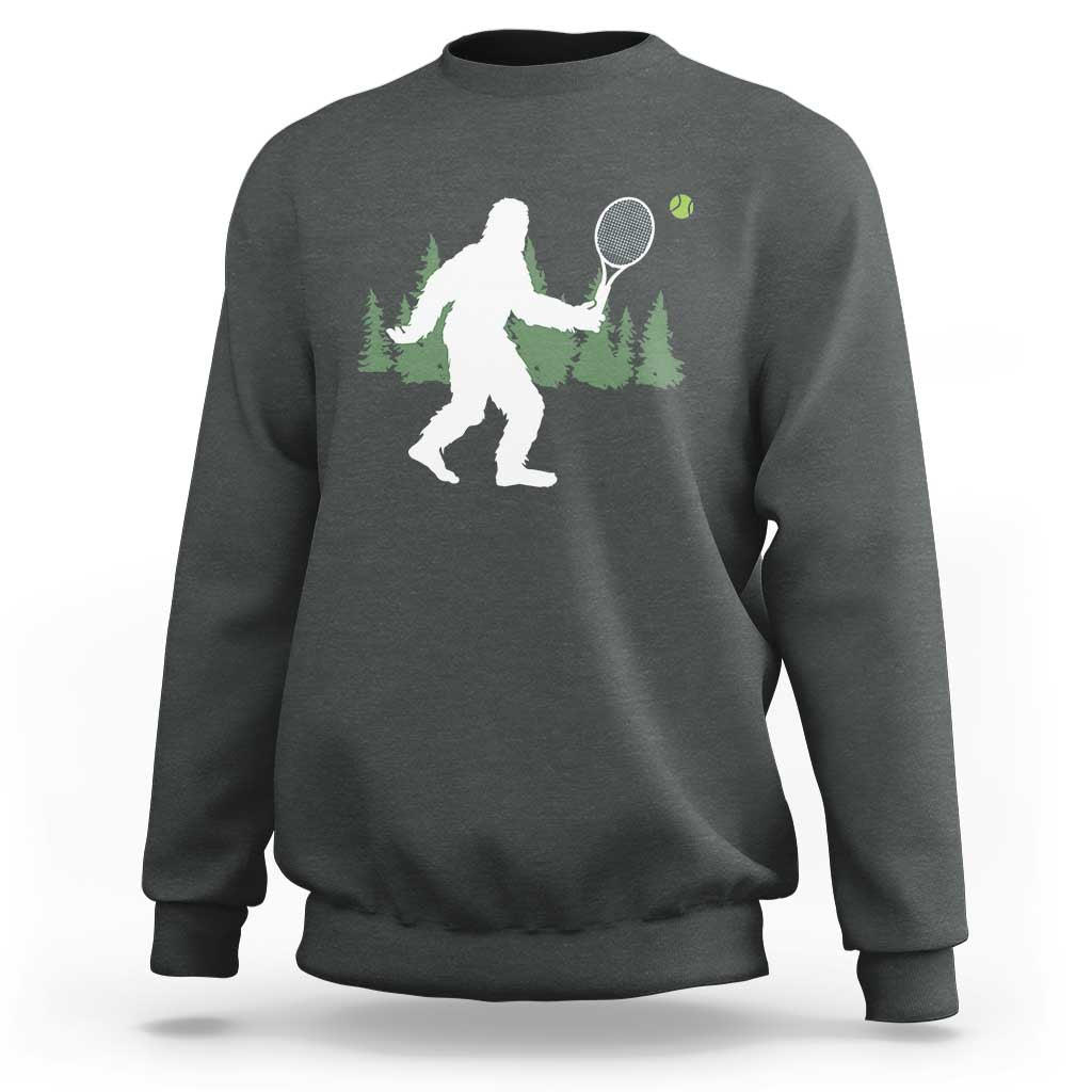Funny Sasquatch Tennis Player Sweatshirt Folklore Cryptid Gift - Wonder Print Shop