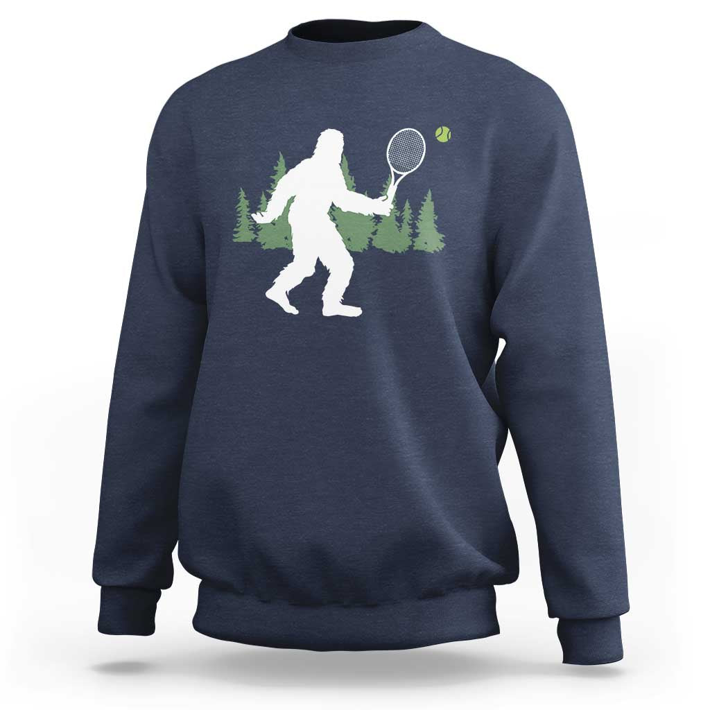 Funny Sasquatch Tennis Player Sweatshirt Folklore Cryptid Gift - Wonder Print Shop
