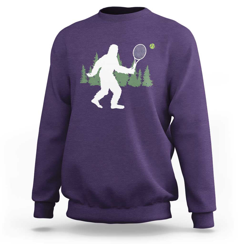 Funny Sasquatch Tennis Player Sweatshirt Folklore Cryptid Gift - Wonder Print Shop