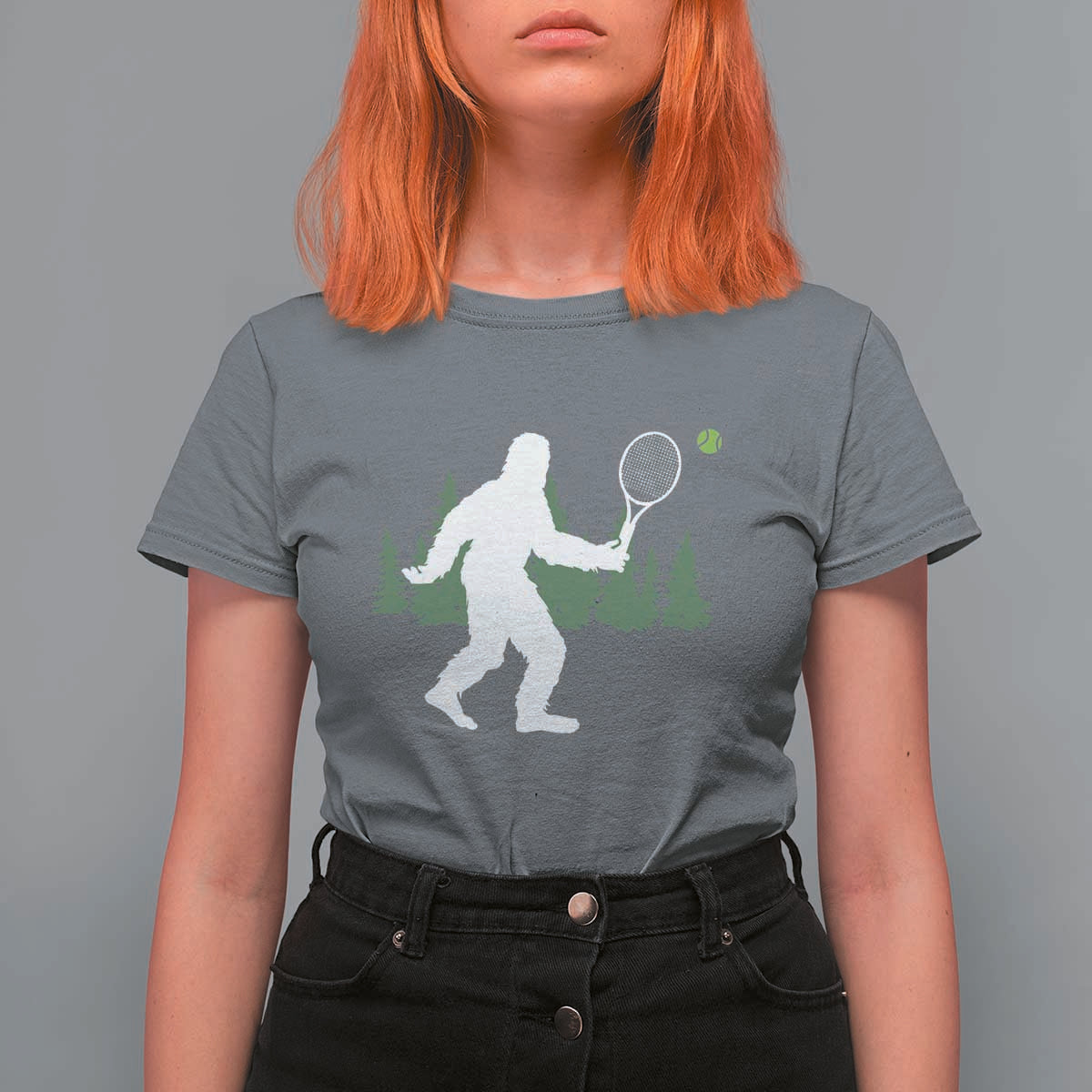 Funny Sasquatch Tennis Player T Shirt For Women Folklore Cryptid Gift - Wonder Print Shop