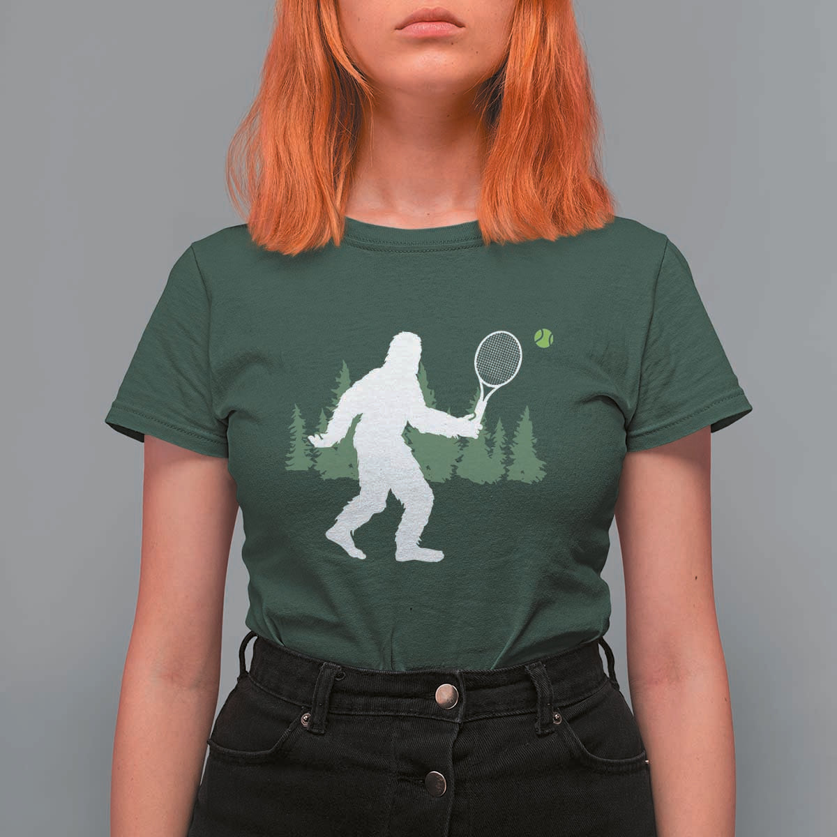 Funny Sasquatch Tennis Player T Shirt For Women Folklore Cryptid Gift - Wonder Print Shop