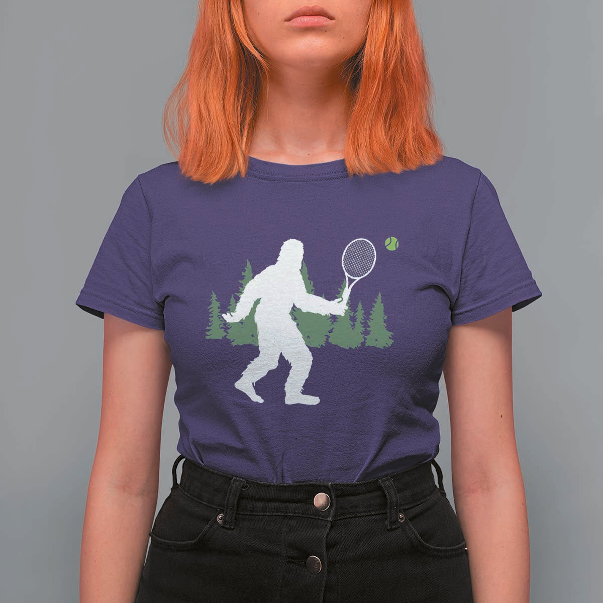 Funny Sasquatch Tennis Player T Shirt For Women Folklore Cryptid Gift - Wonder Print Shop