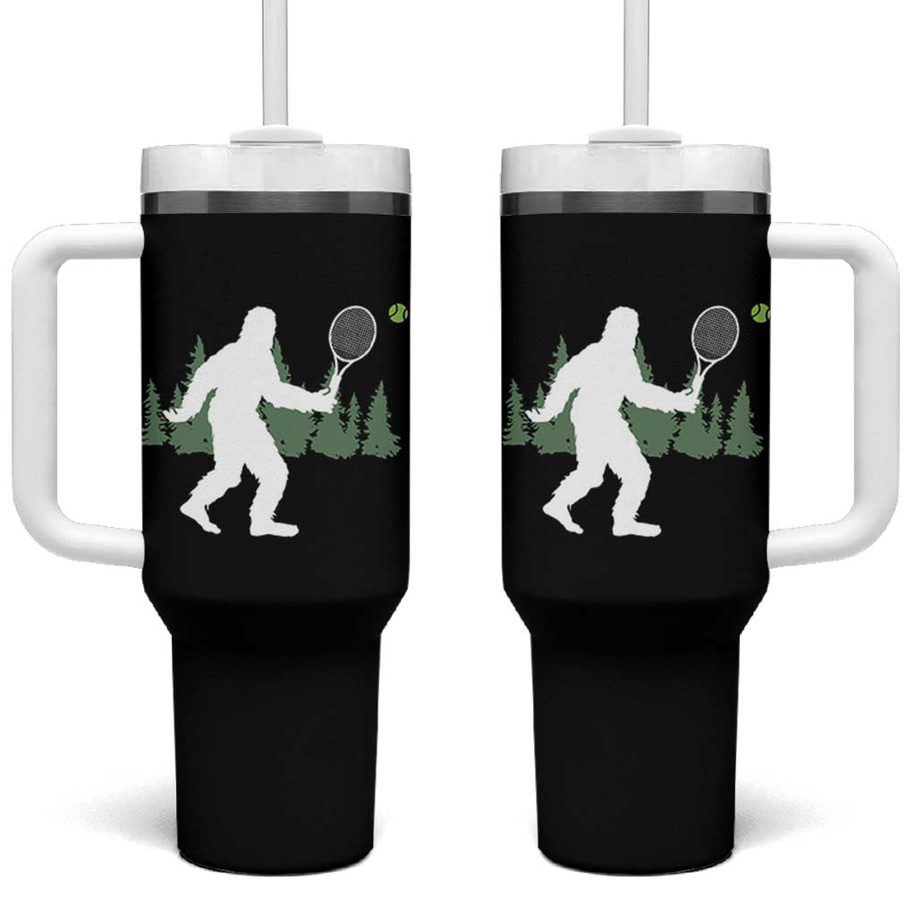 Funny Sasquatch Tennis Player Tumbler With Handle Folklore Cryptid Gift - Wonder Print Shop