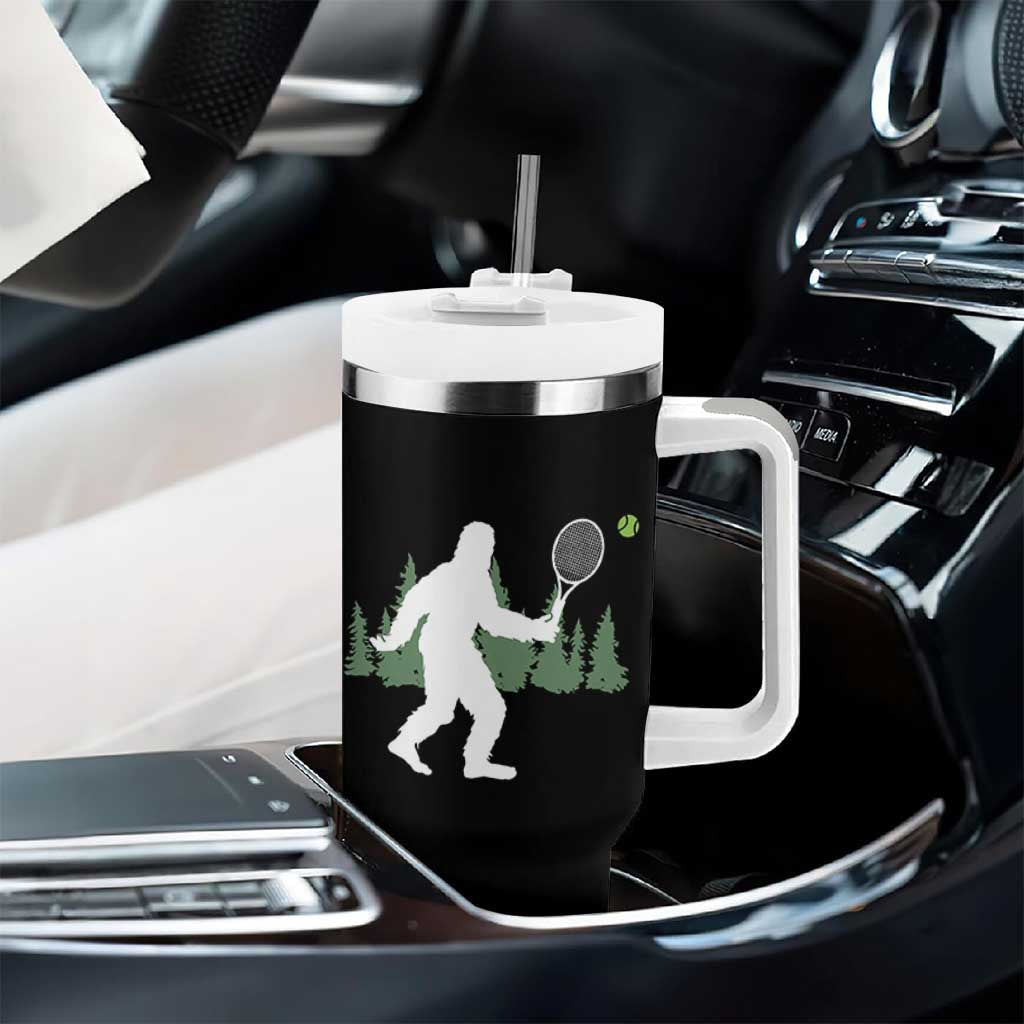 Funny Sasquatch Tennis Player Tumbler With Handle Folklore Cryptid Gift - Wonder Print Shop