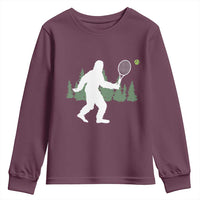 Funny Sasquatch Tennis Player Youth Sweatshirt Folklore Cryptid Gift - Wonder Print Shop