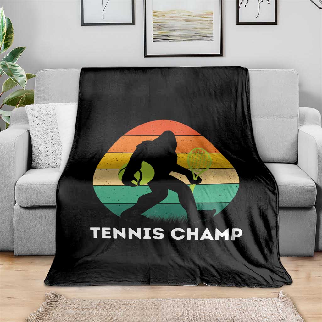Vintage Retro Bigfoot Tennis Player Gift Throw Blanket Tennis Champ - Wonder Print Shop