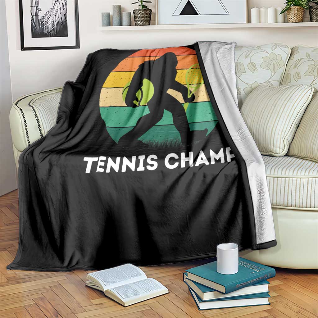 Vintage Retro Bigfoot Tennis Player Gift Throw Blanket Tennis Champ - Wonder Print Shop