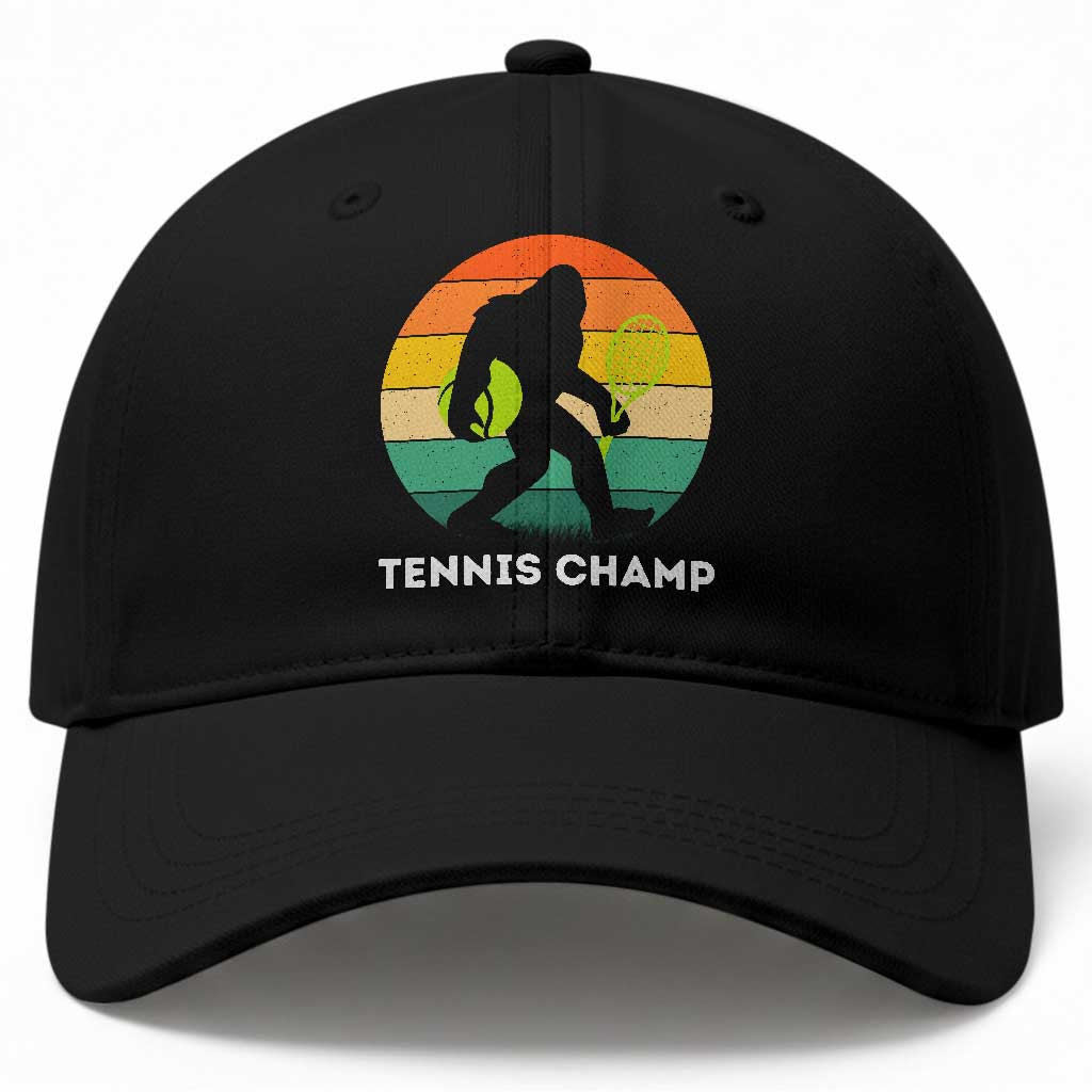 Vintage Retro Bigfoot Tennis Player Gift Baseball Cap Tennis Champ