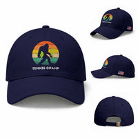 Vintage Retro Bigfoot Tennis Player Gift Baseball Cap Tennis Champ