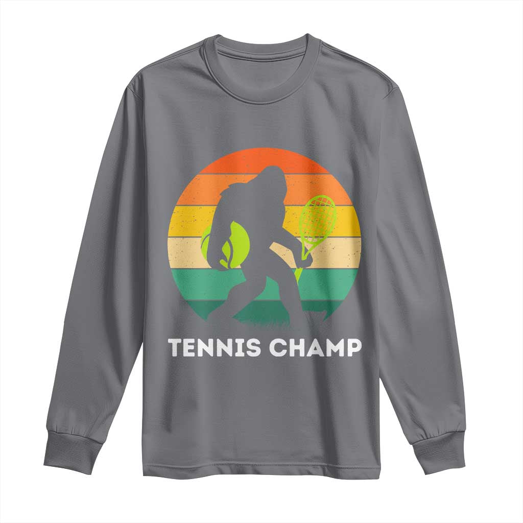Vintage Retro Bigfoot Tennis Player Gift Long Sleeve Shirt Tennis Champ - Wonder Print Shop