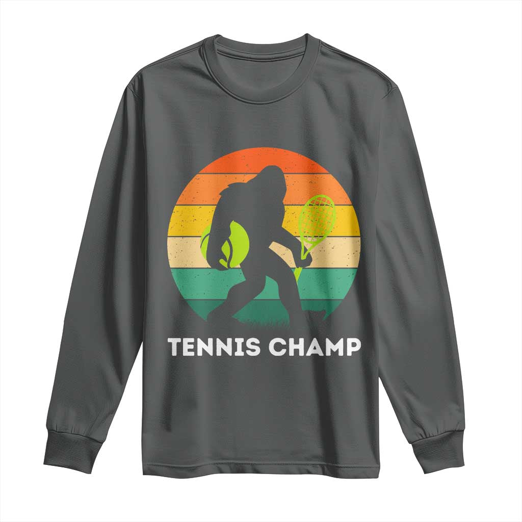 Vintage Retro Bigfoot Tennis Player Gift Long Sleeve Shirt Tennis Champ - Wonder Print Shop