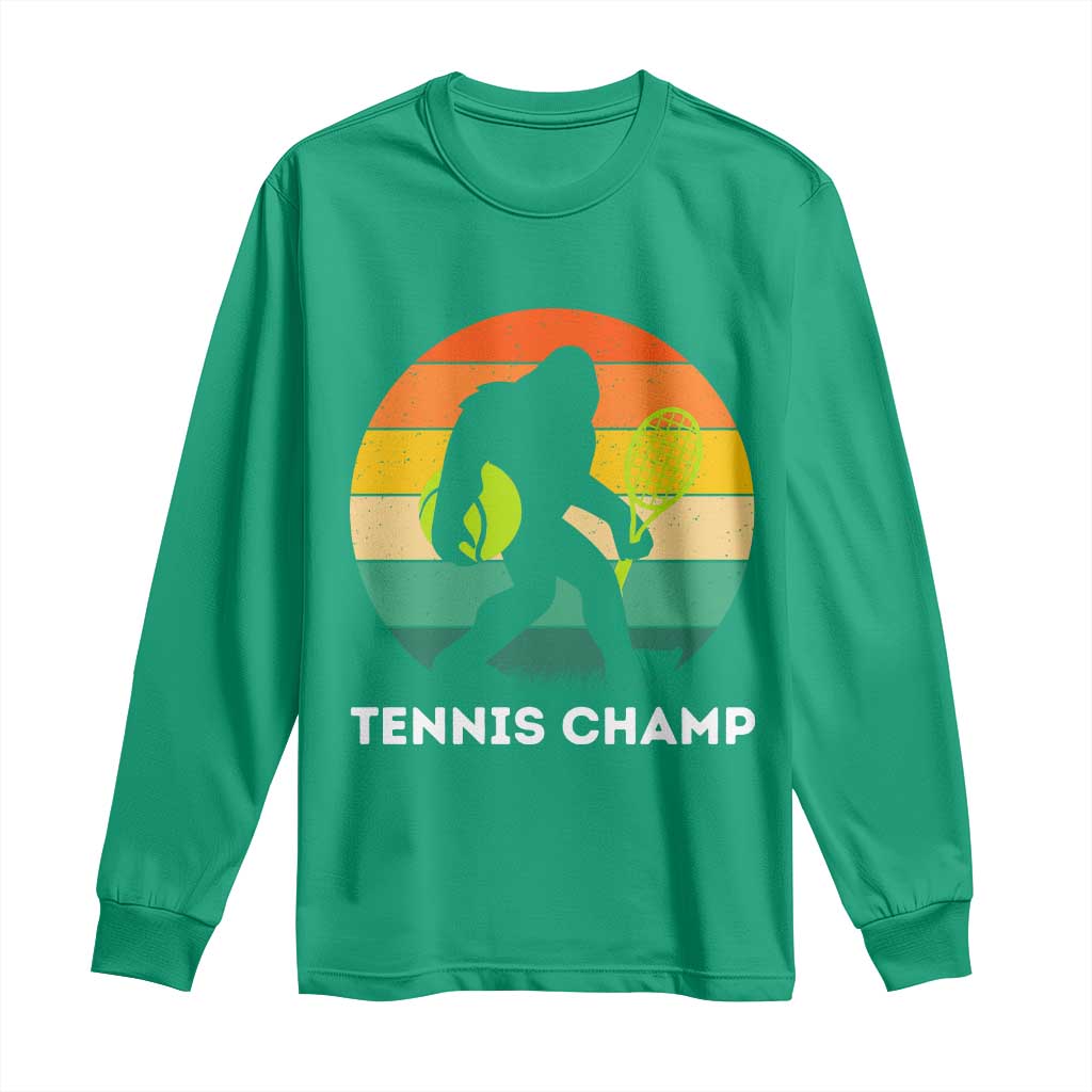 Vintage Retro Bigfoot Tennis Player Gift Long Sleeve Shirt Tennis Champ - Wonder Print Shop