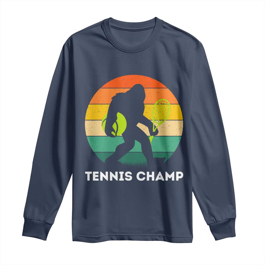 Vintage Retro Bigfoot Tennis Player Gift Long Sleeve Shirt Tennis Champ - Wonder Print Shop
