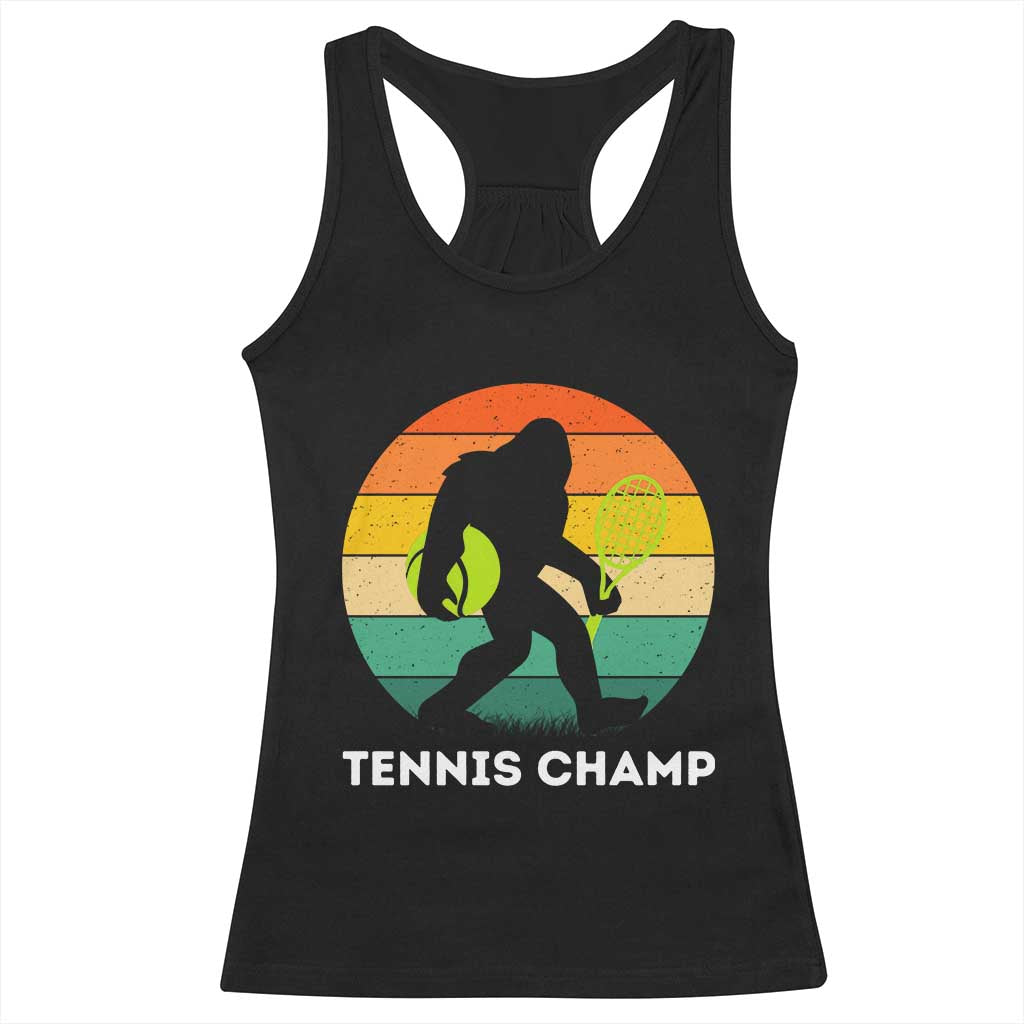 Vintage Retro Bigfoot Tennis Player Gift Racerback Tank Top Tennis Champ - Wonder Print Shop