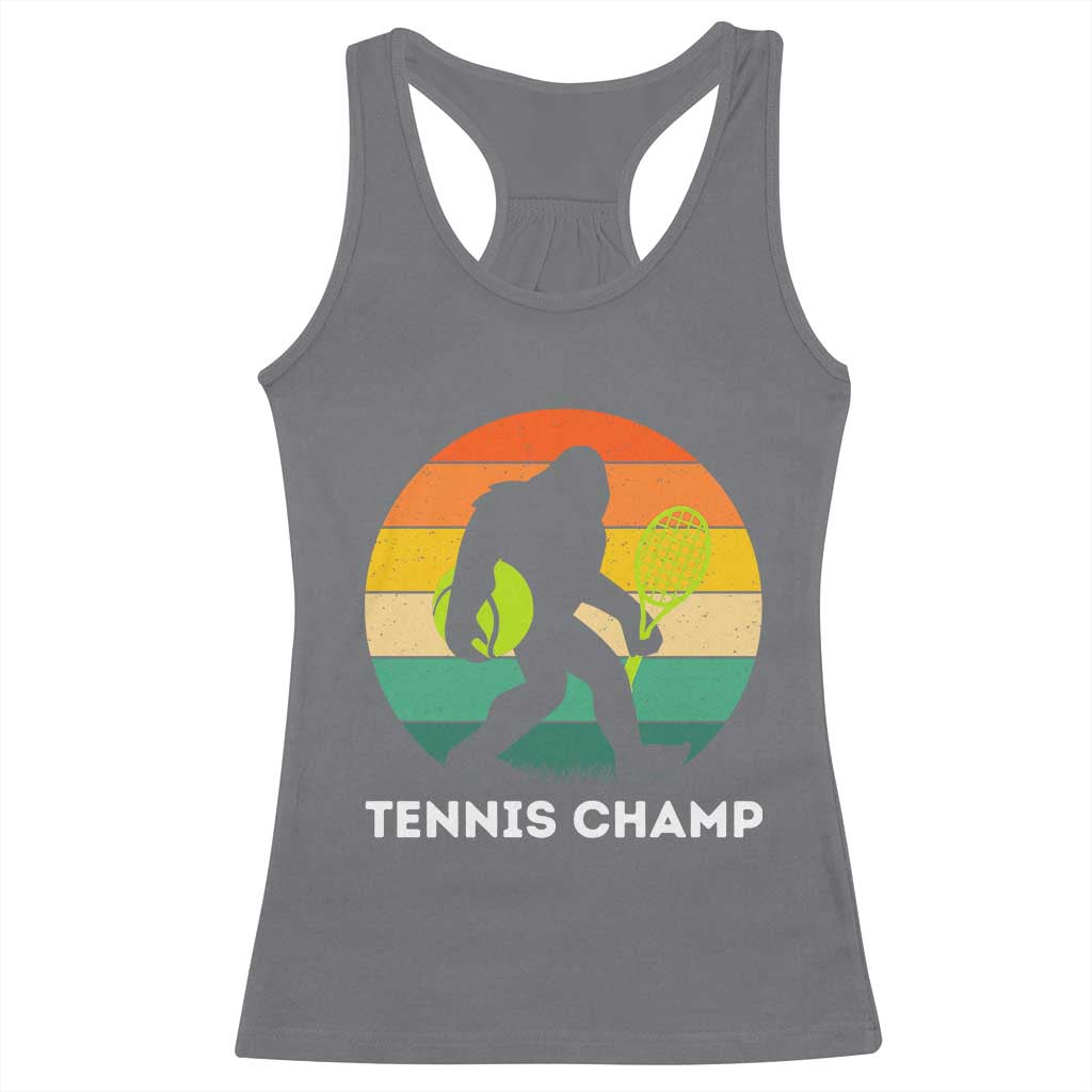 Vintage Retro Bigfoot Tennis Player Gift Racerback Tank Top Tennis Champ - Wonder Print Shop