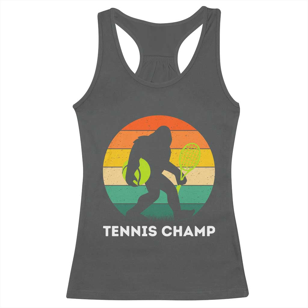Vintage Retro Bigfoot Tennis Player Gift Racerback Tank Top Tennis Champ - Wonder Print Shop