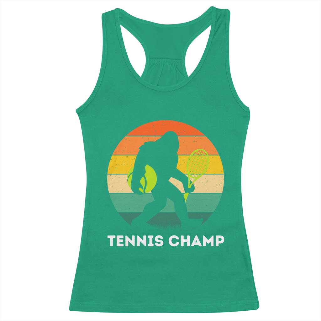 Vintage Retro Bigfoot Tennis Player Gift Racerback Tank Top Tennis Champ - Wonder Print Shop