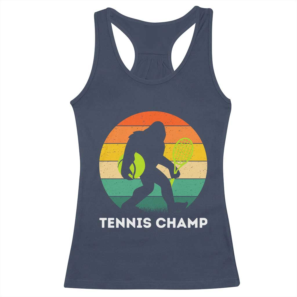 Vintage Retro Bigfoot Tennis Player Gift Racerback Tank Top Tennis Champ - Wonder Print Shop