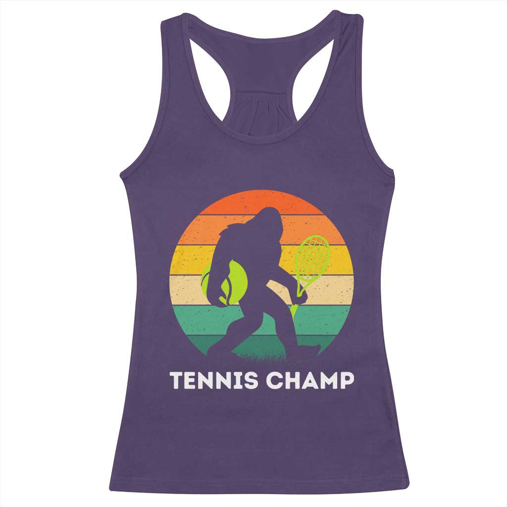 Vintage Retro Bigfoot Tennis Player Gift Racerback Tank Top Tennis Champ - Wonder Print Shop