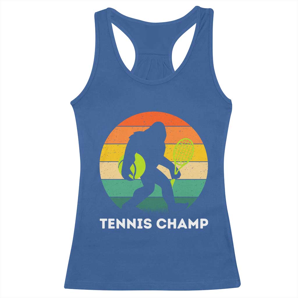 Vintage Retro Bigfoot Tennis Player Gift Racerback Tank Top Tennis Champ - Wonder Print Shop