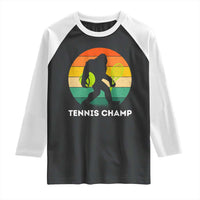 Vintage Retro Bigfoot Tennis Player Gift Raglan Shirt Tennis Champ - Wonder Print Shop