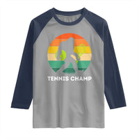 Vintage Retro Bigfoot Tennis Player Gift Raglan Shirt Tennis Champ - Wonder Print Shop