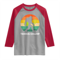 Vintage Retro Bigfoot Tennis Player Gift Raglan Shirt Tennis Champ - Wonder Print Shop