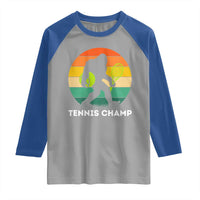 Vintage Retro Bigfoot Tennis Player Gift Raglan Shirt Tennis Champ - Wonder Print Shop