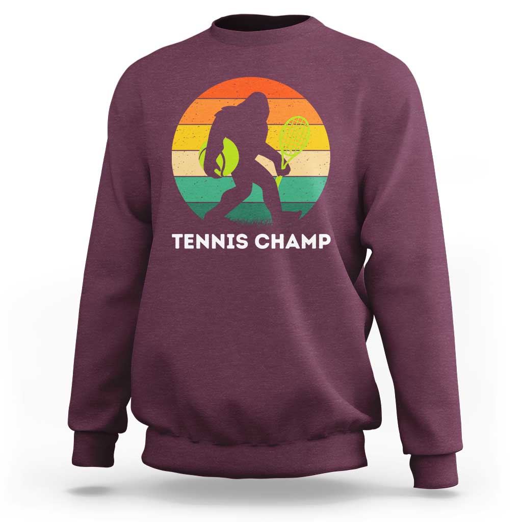 Vintage Retro Bigfoot Tennis Player Gift Sweatshirt Tennis Champ - Wonder Print Shop