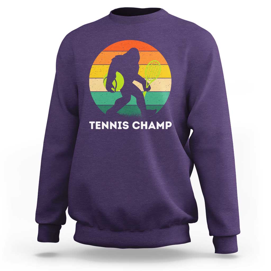 Vintage Retro Bigfoot Tennis Player Gift Sweatshirt Tennis Champ - Wonder Print Shop