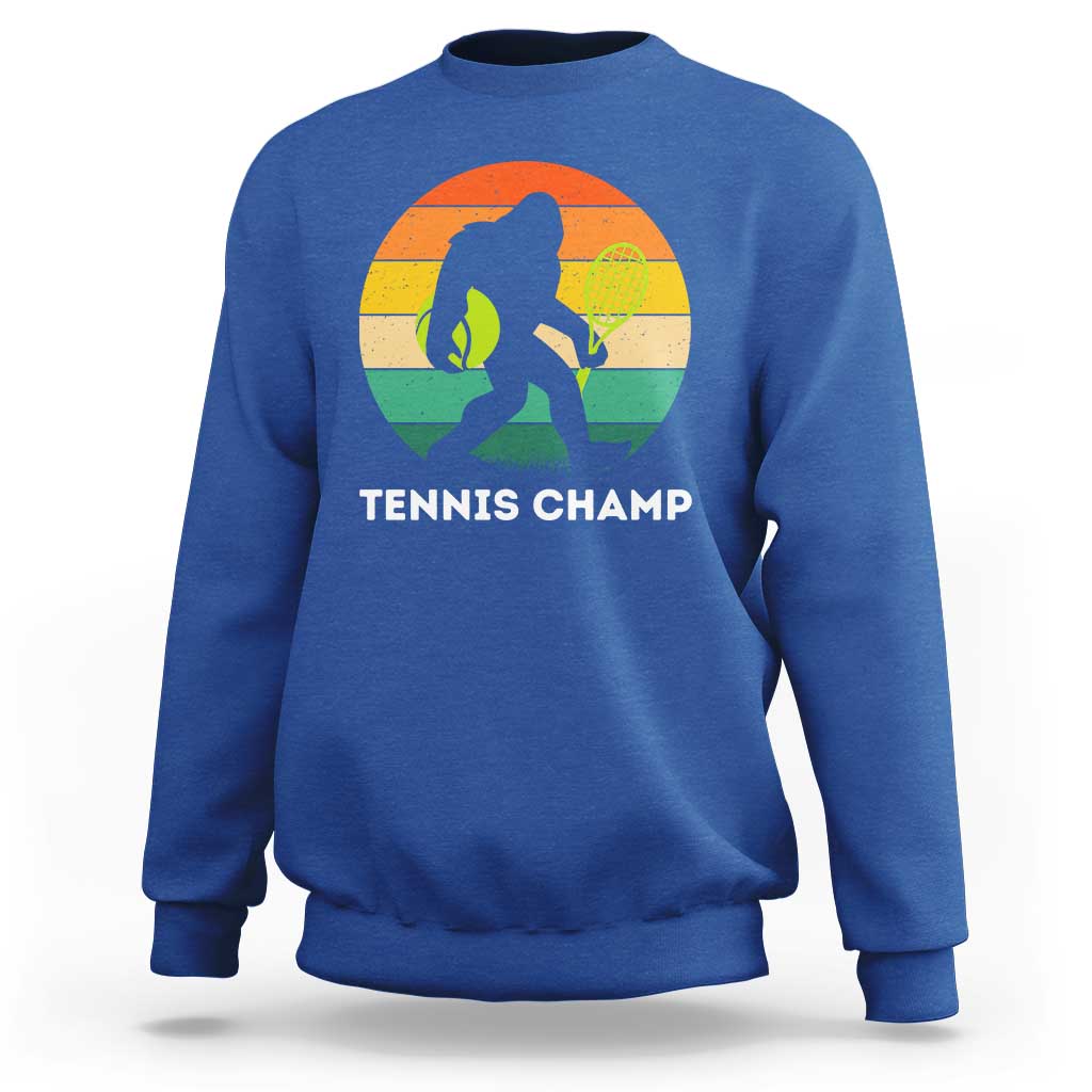 Vintage Retro Bigfoot Tennis Player Gift Sweatshirt Tennis Champ - Wonder Print Shop