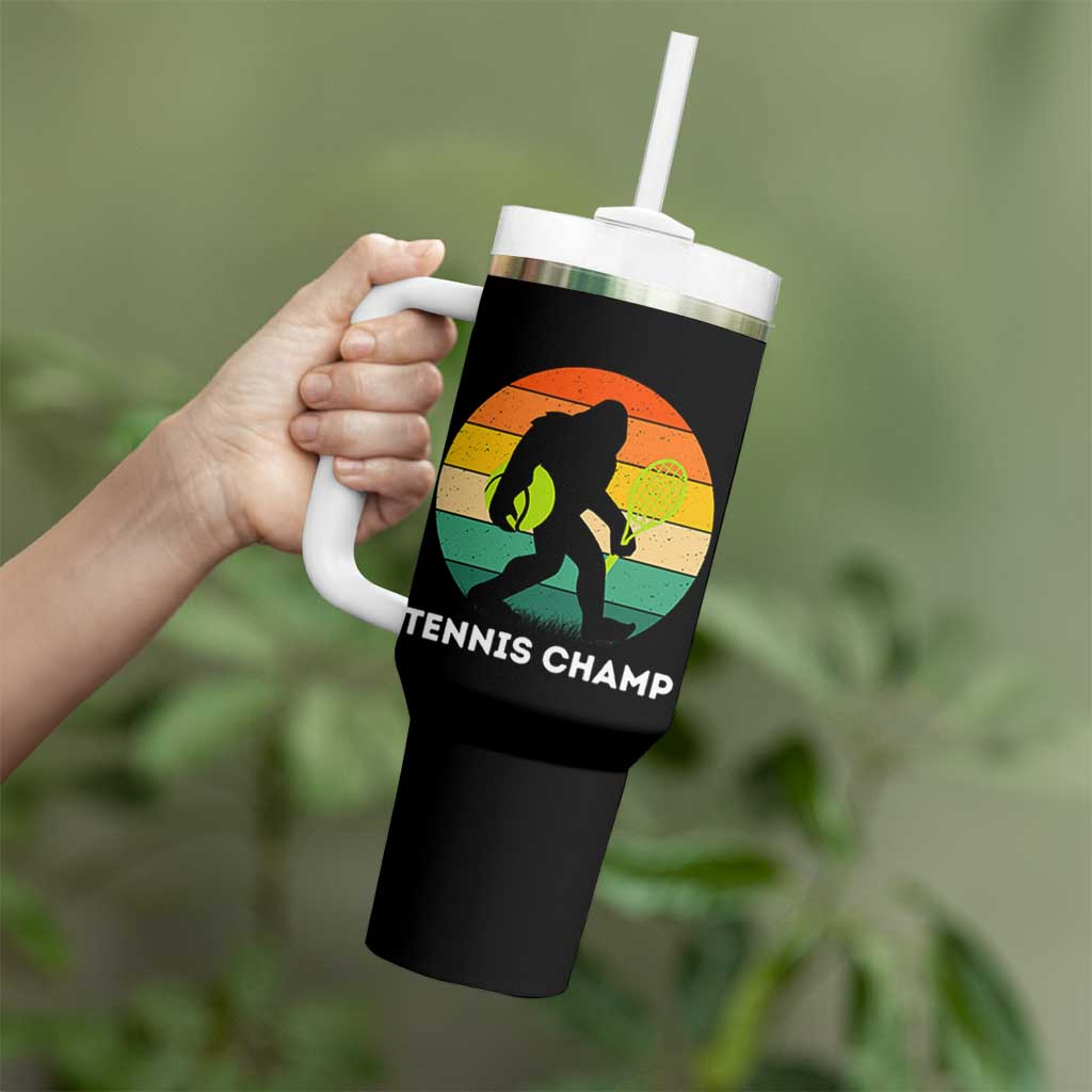 Vintage Retro Bigfoot Tennis Player Gift Tumbler With Handle Tennis Champ - Wonder Print Shop