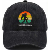 Vintage Retro Bigfoot Tennis Player Gift Washed Cotton Baseball Cap Tennis Champ