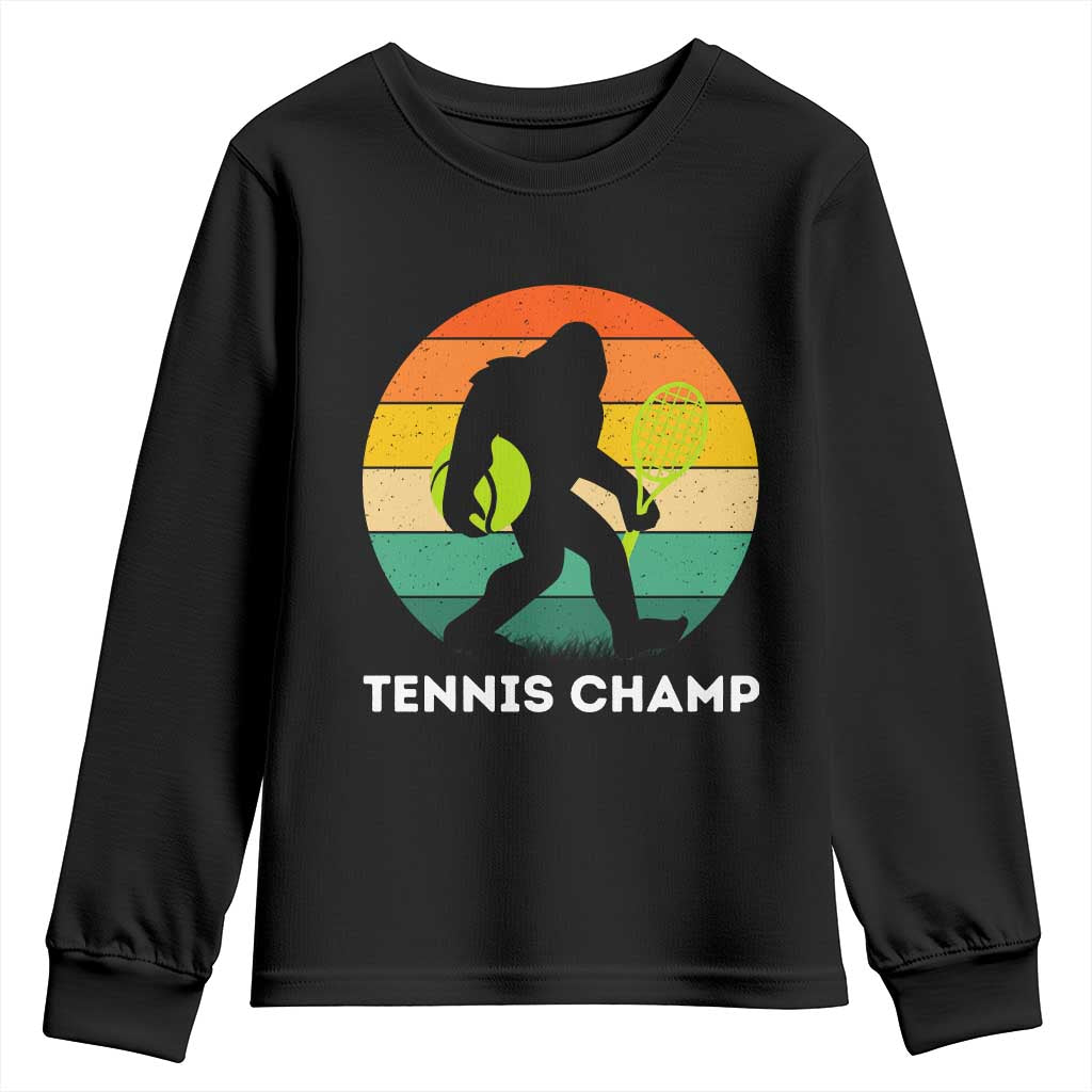 Vintage Retro Bigfoot Tennis Player Gift Youth Sweatshirt Tennis Champ - Wonder Print Shop