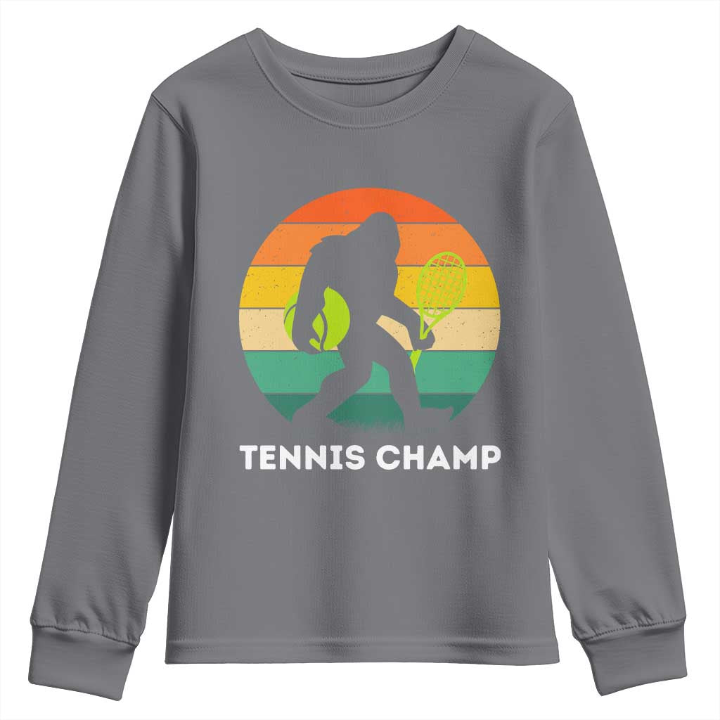 Vintage Retro Bigfoot Tennis Player Gift Youth Sweatshirt Tennis Champ - Wonder Print Shop