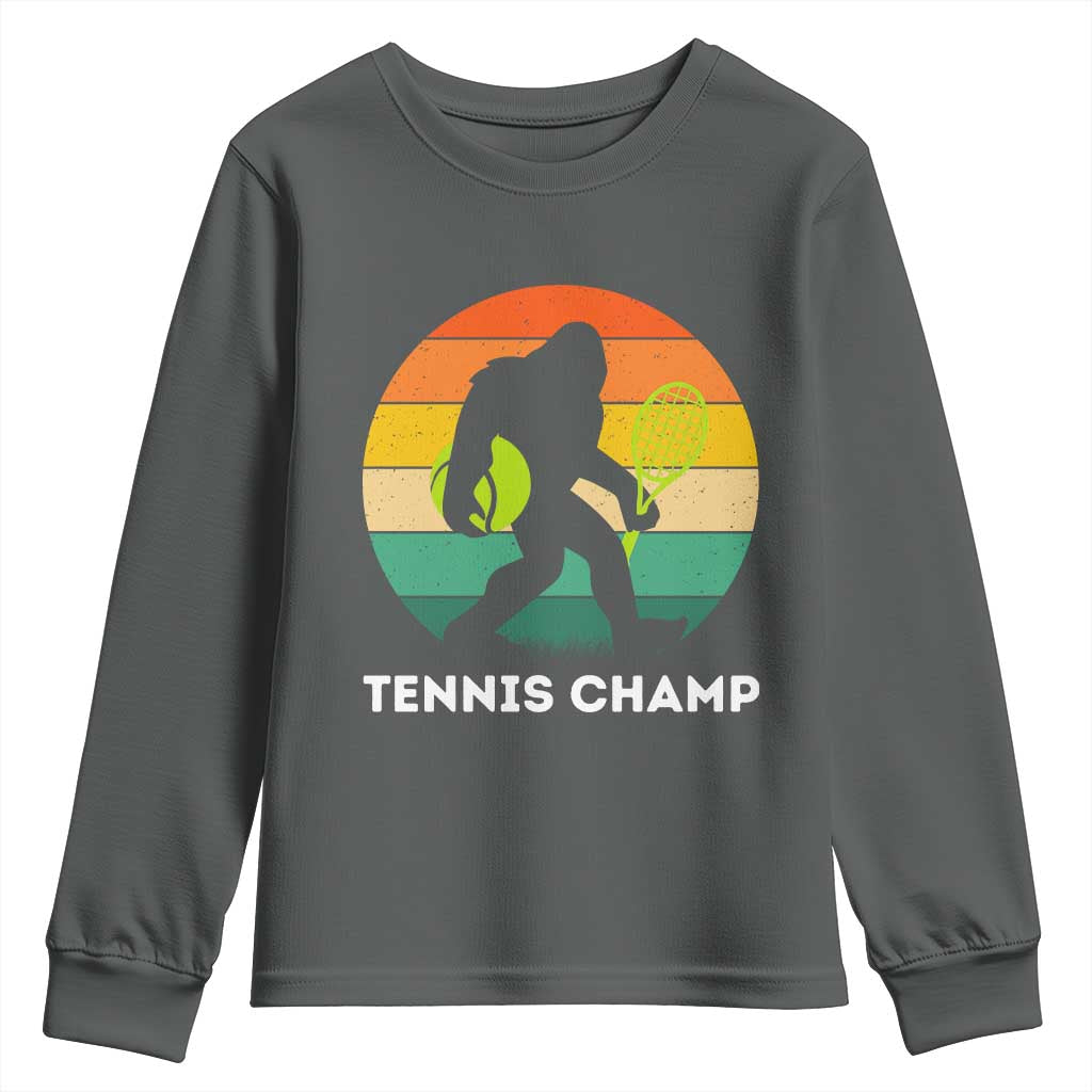 Vintage Retro Bigfoot Tennis Player Gift Youth Sweatshirt Tennis Champ - Wonder Print Shop