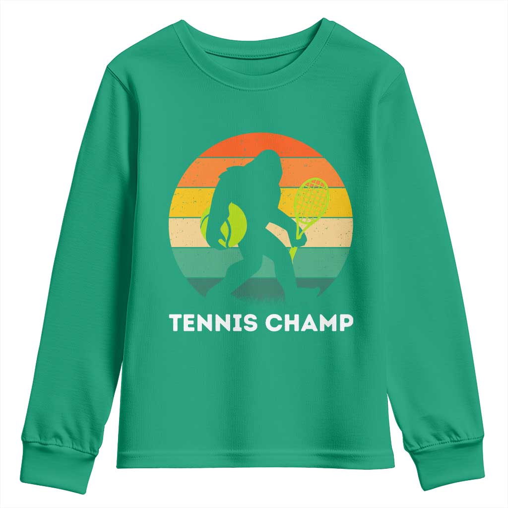 Vintage Retro Bigfoot Tennis Player Gift Youth Sweatshirt Tennis Champ - Wonder Print Shop