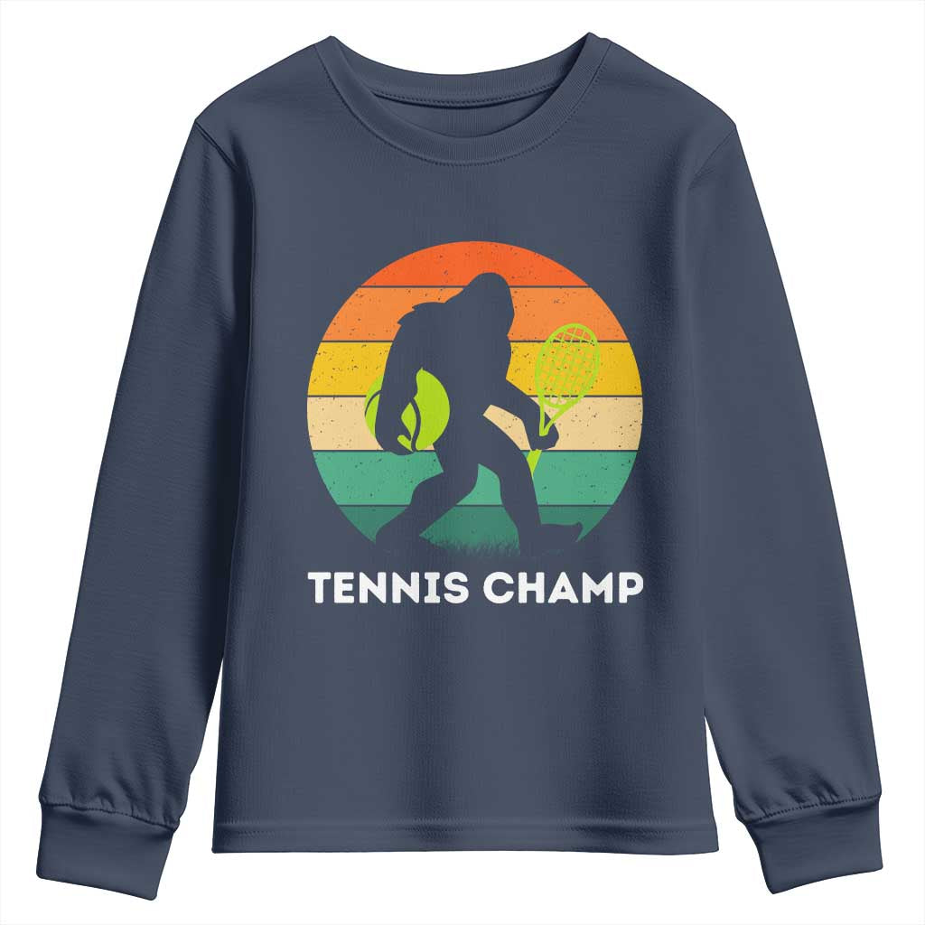 Vintage Retro Bigfoot Tennis Player Gift Youth Sweatshirt Tennis Champ - Wonder Print Shop