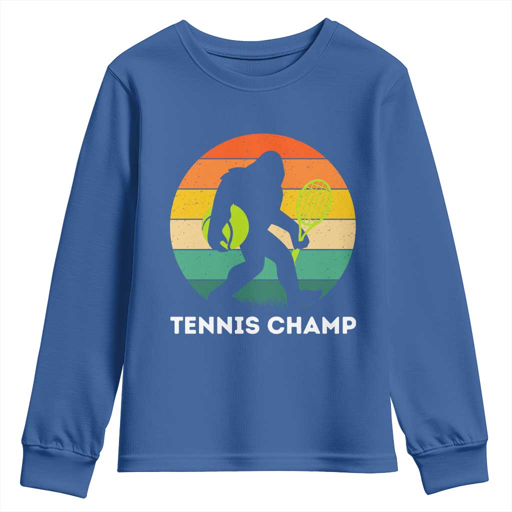 Vintage Retro Bigfoot Tennis Player Gift Youth Sweatshirt Tennis Champ - Wonder Print Shop