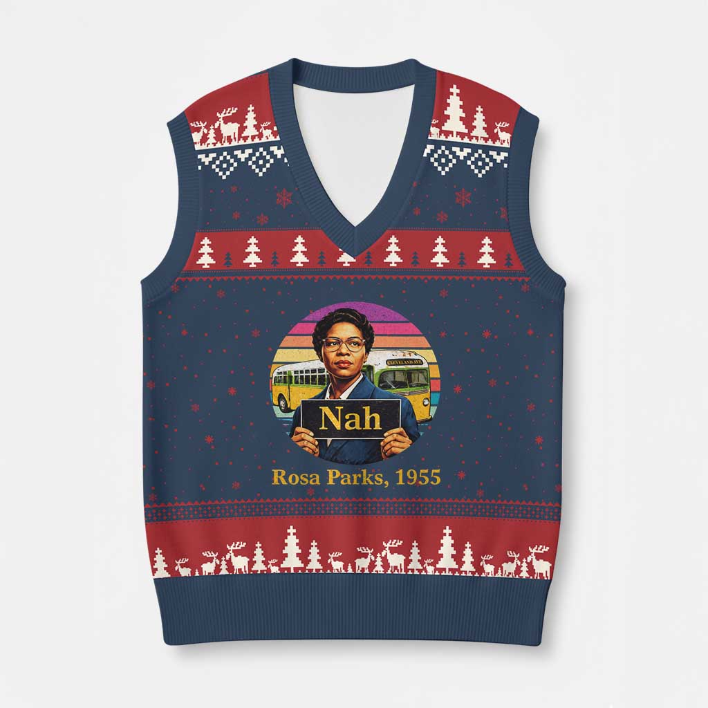 Rosa Parks Quote V-Neck Knit Sweater Vest The Only Tired I Was Was Tired Of Giving In