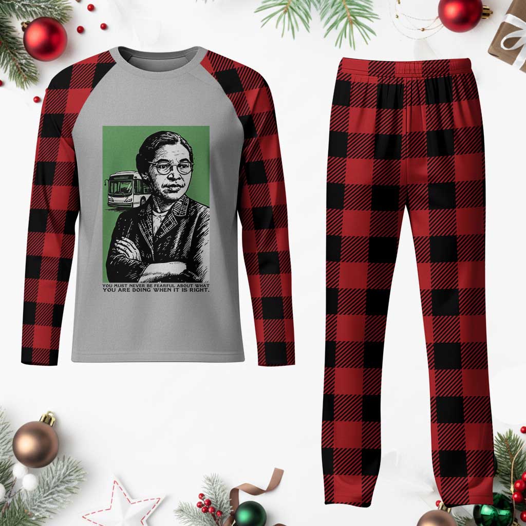 Rosa Parks Quote Plaid Pajama Set Never Be Fearful When It Is Right