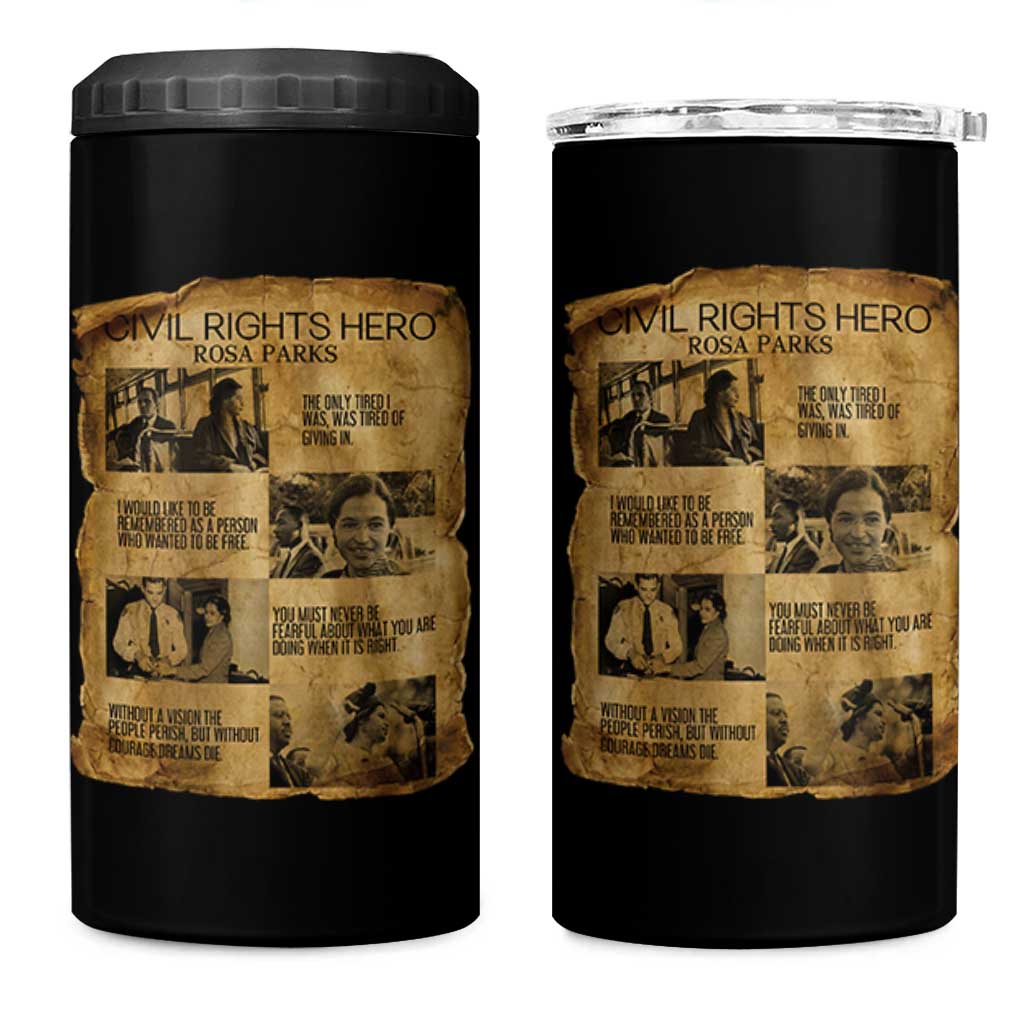 Rosa Parks Quote 4 in 1 Can Cooler Tumbler Civil Rights History Hero