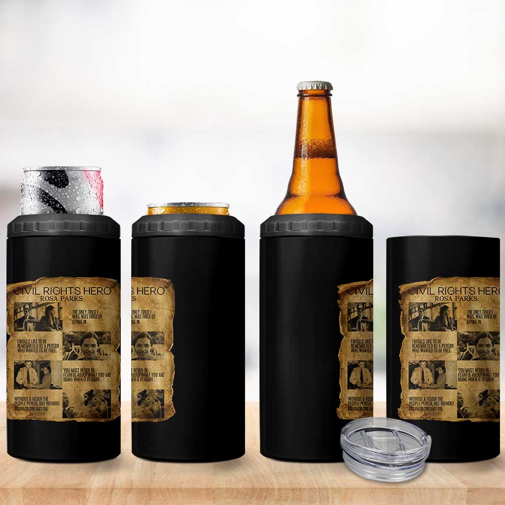 Rosa Parks Quote 4 in 1 Can Cooler Tumbler Civil Rights History Hero