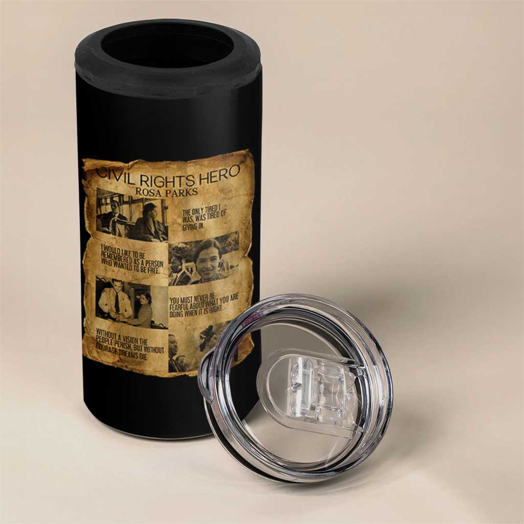 Rosa Parks Quote 4 in 1 Can Cooler Tumbler Civil Rights History Hero