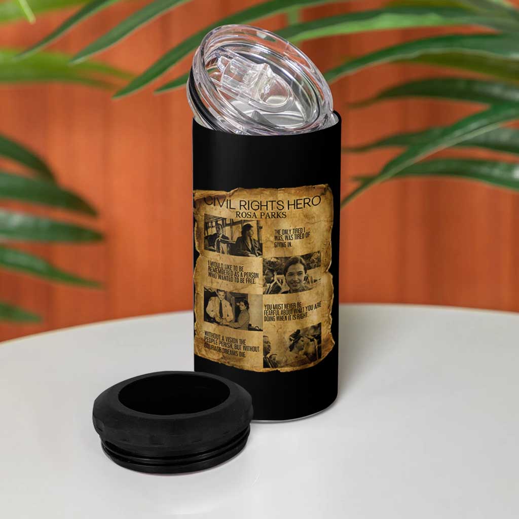 Rosa Parks Quote 4 in 1 Can Cooler Tumbler Civil Rights History Hero
