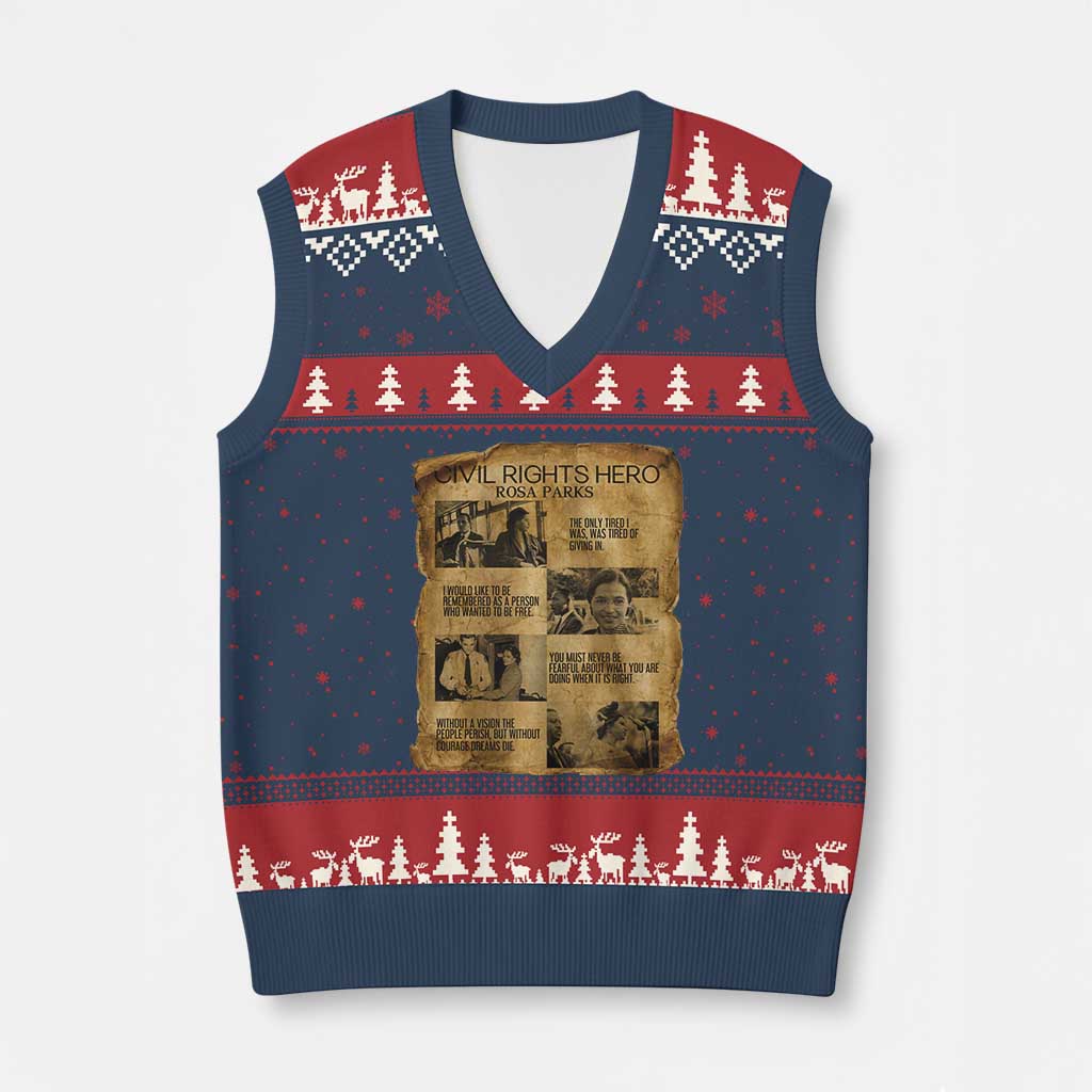 Rosa Parks Quote V-Neck Knit Sweater Vest Civil Rights History Hero
